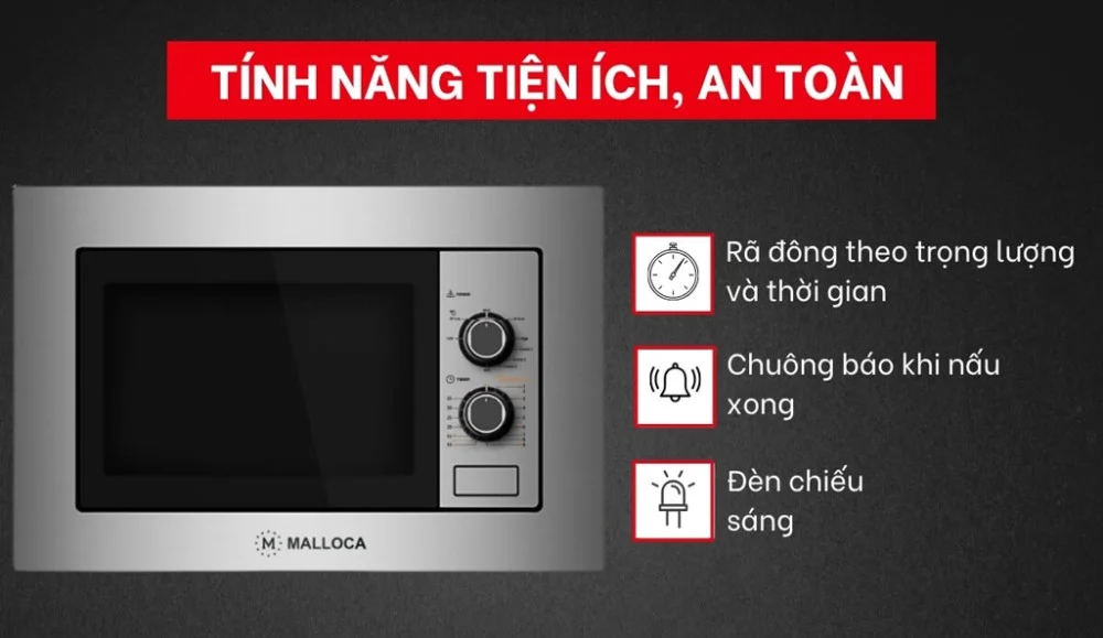 Phân tích chi tiết sản phẩm lò vi sóng âm tủ Malloca MW-820 ECO
