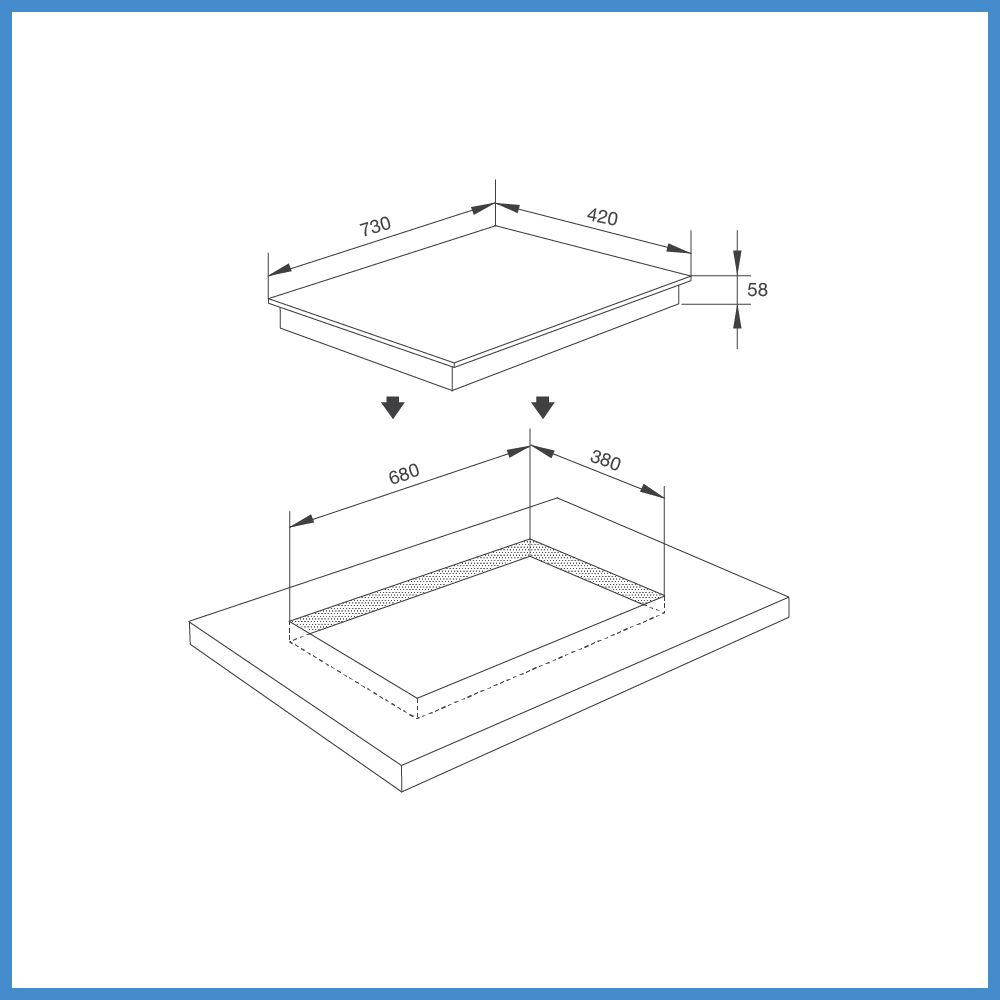 Hình ảnh bản vẽ kỹ thuật bếp kính âm 2 điện Malloca MH-732 RN 