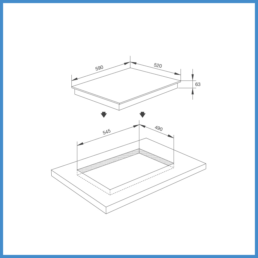 Hình ảnh bản vẽ kỹ thuật bếp từ Malloca MI 593W NEW