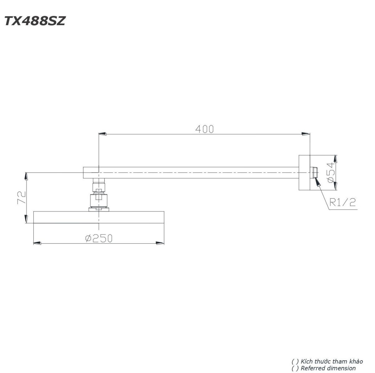 Bản vẽ chi tiết của bát sen gắn tường TX488SZ