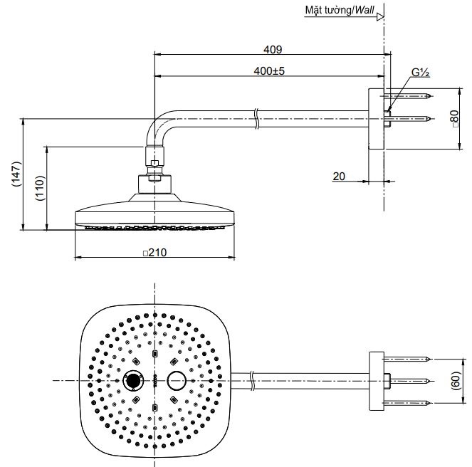 Bản vẽ bát sen gắn tường TBW02004A