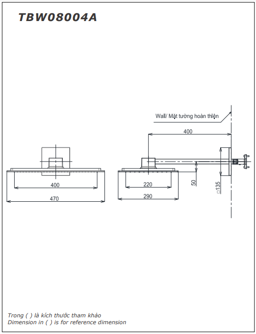 Hình ảnh bản vẽ kỹ thuật Bát sen gắn tường dòng Z TOTO TBW08004A