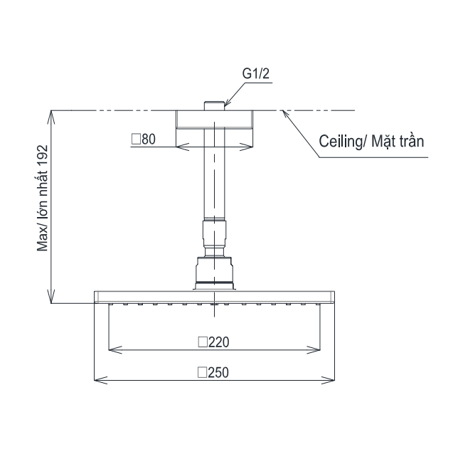 Bản vẽ kỹ thuật của Bát sen gắn trần TBW08002A1