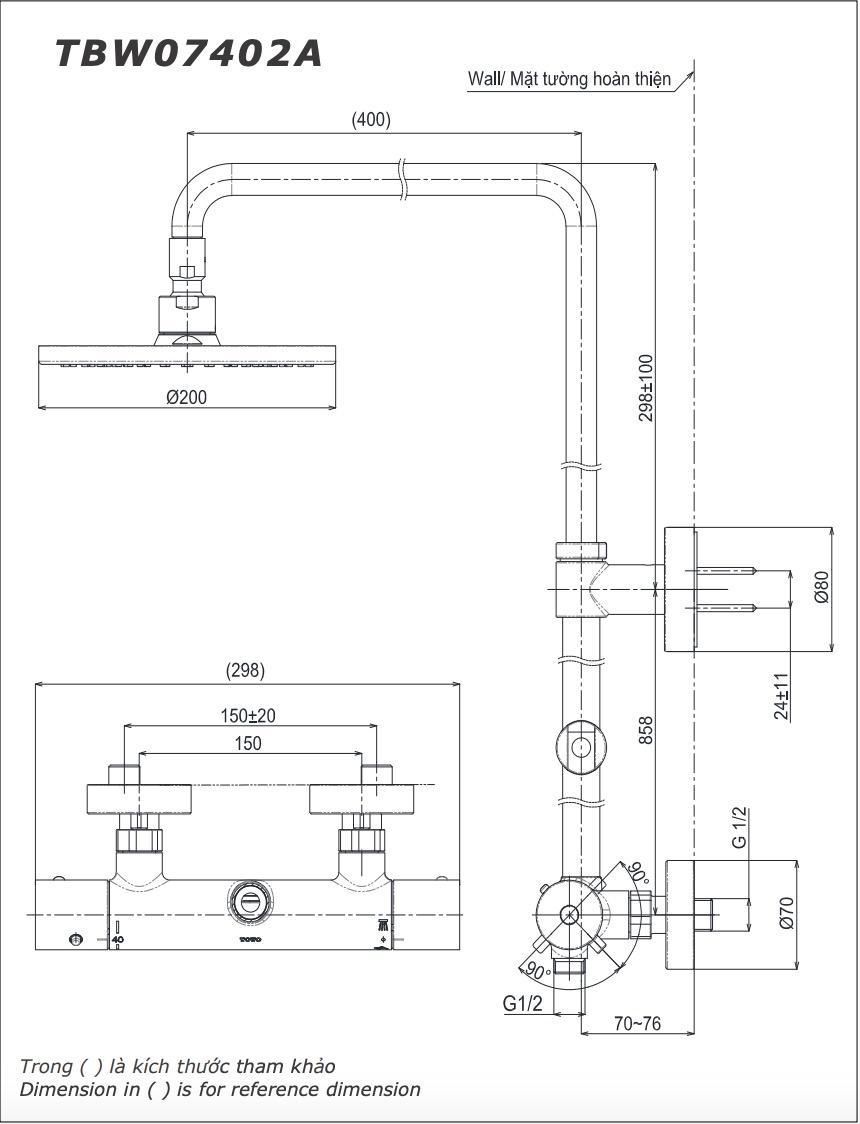 Chi tiết bản vẽ kỹ thuật của sen cây nhiệt độ TBW07402A